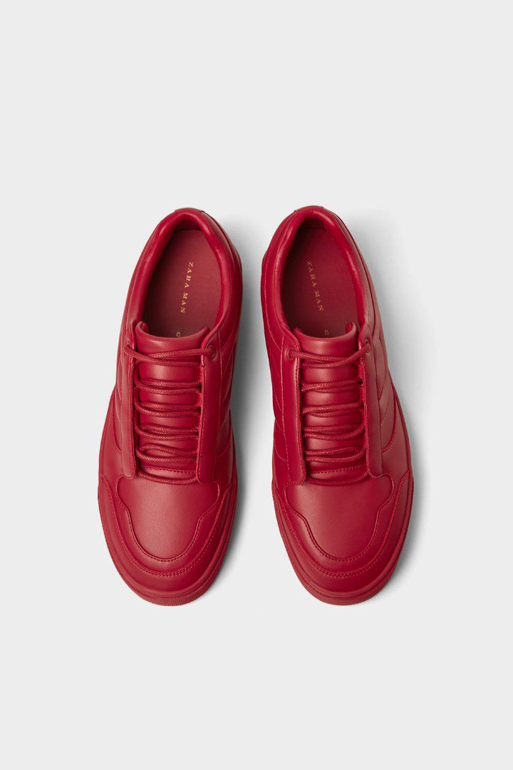 Monochrome Red Leather Sneakers. | All red sneakers, Red sneakers, Sneakers
