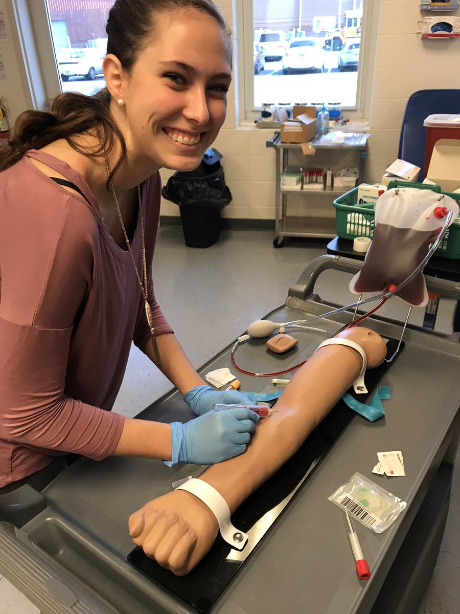 PCT students practicing blood draw! #goodasgold