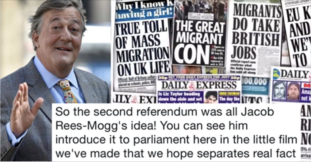 ThePoke's tweet photo. Stephen Fry’s made a video busting the myths behind Brexit and he totally nails it
https://t.co/sWvo9cGDVj https://t.co/RSrViRzdAv
