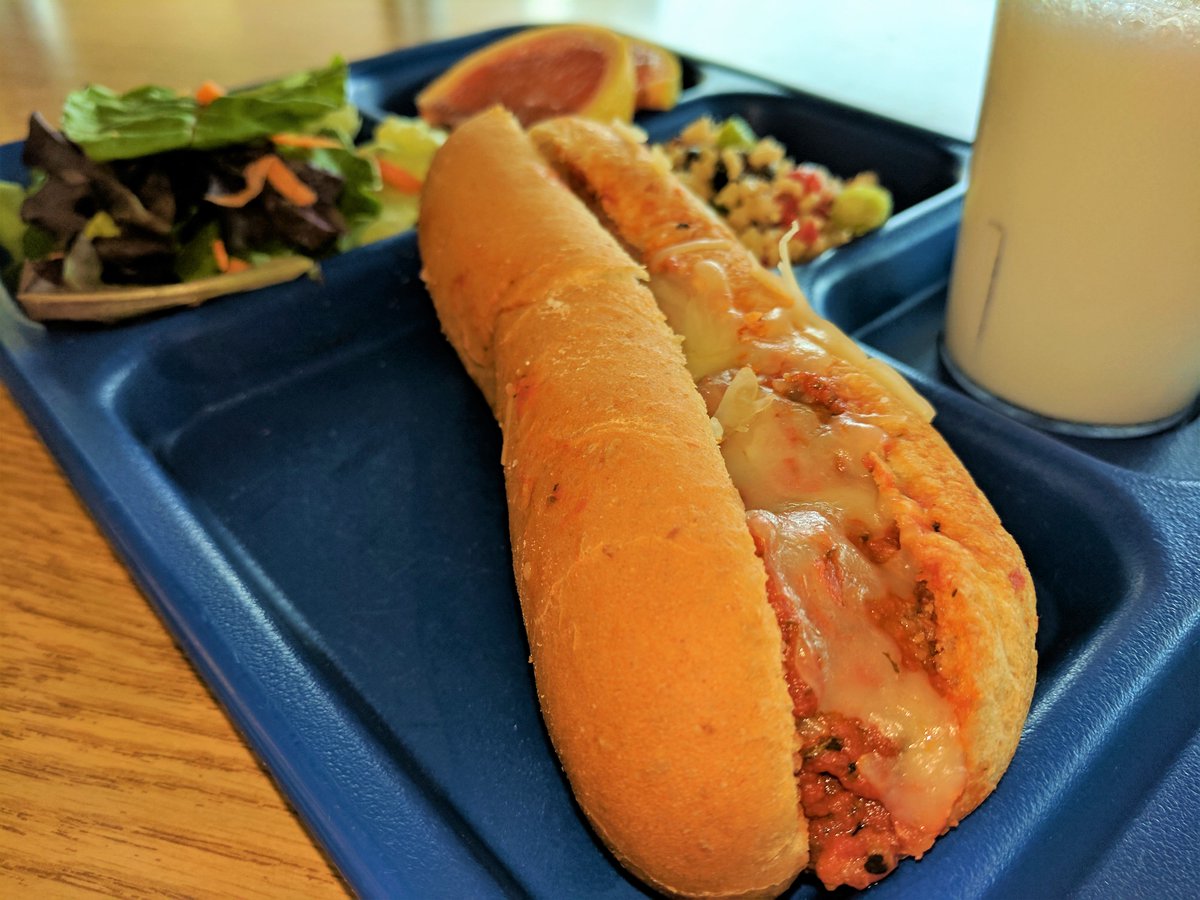 SchoolFoodProj's tweet photo. Happy snowy Monday! We'll meet you in the cafeteria with warm, delicious meal for lunch. Enjoy our Homestyle Turkey Meatball Sub, Cheese Pizza or Pepperoni Pizza - can't go wrong with any of those options! #BVSD #realschoolfood #scratchcooked https://t.co/s6QZ0weXaj