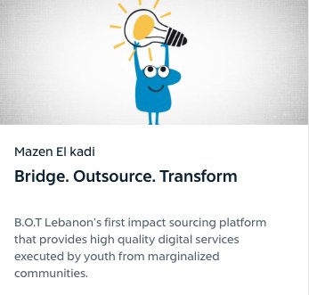 DOT (@digitalopptrust) on Twitter photo . <a href="/LetsbotI/">letsbot.io</a> has been shortlisted for #startupper of the year by @Total! Click the link below to support the <a href="/DOTLebanon/">DOT Lebanon</a> and <a href="/UNICEFLebanon/">UNICEF Lebanon</a> program and help them secure the win!
…upper-of-the-year-challenge.total.com/en/juries/5NIq… . <a href="/LetsbotI/">letsbot.io</a> has been shortlisted for #startupper of the year by @Total! Click the link below to support the <a href="/DOTLebanon/">DOT Lebanon</a> and <a href="/UNICEFLebanon/">UNICEF Lebanon</a> program and help them secure the win!
…upper-of-the-year-challenge.total.com/en/juries/5NIq…