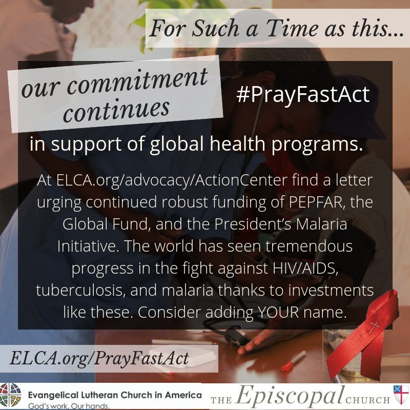 ELCAadvocacy's tweet photo. With #WorldAIDsDay2018 on Dec. 1, consider advocacy on vital funding for global health support such as PEPFAR, the bilateral U.S. govt’s response to the global HIV and AIDS epidemic. Sign-on letter in this last month of #prayfastact at https://t.co/CZJVpwtd4v. @ELCAHIVandAIDS https://t.co/3SteQowBhV