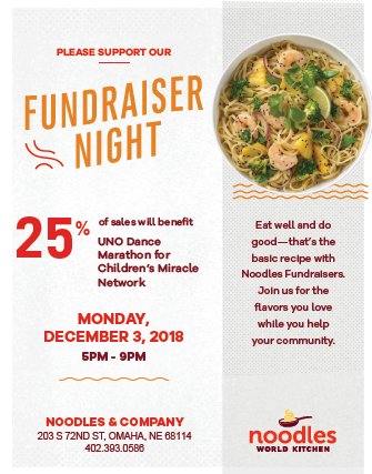 ITS DEAD WEEK...BUT DON'T BE MORBID!

Eat at Noodles &amp; Company Tonight from 5pm-9pm!

Mention <a href="/UNO_DM/">UNO Dance Marathon</a> at the register &amp;  25% of the proceeds go to support Omaha Children's Hospital and Medical Center!