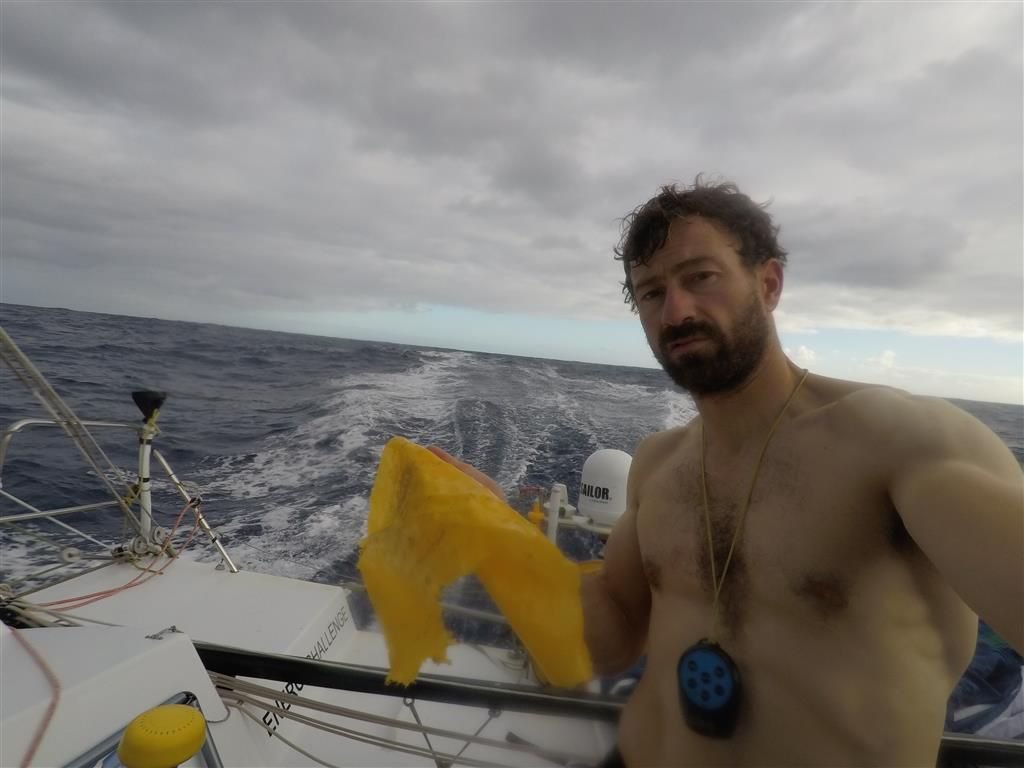 In every race this year Phil has caught countless pieces of non-degradable plastic around the rudders of Imerys Clean Energy – sadly the Route du Rhum was no exception #plastics #RDR2018 #cleanseas #oceanrescue