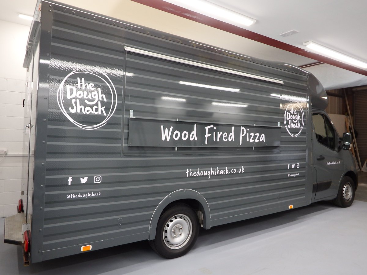 PremierWraps's tweet image. Extremely pleased to wrap the 3rd van for our friends @Thedoughshack Courtesy of @DragonOvens .😗👌🍕