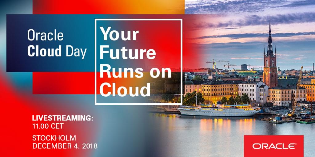 OracleNordics's tweet image. Join the livestreaming on December 4. at 11:00 CET of #OracleCloudDay in Sweden
and hear from many inspirational speakers, who will impart key insights that you can take away to your organization. Register here: #oracleclouddayse ora.cl/q337p