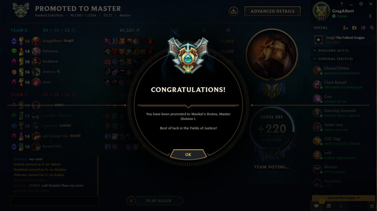GragAlbert's tweet image. In Season 4, I became the most played Gragas in the world as a Gold player. I&apos;ve been told that I should quit the game and kill myself more times than I can count but after 9,432 Gragas games, I&apos;ve finally hit Master tier. Preseason or not, this means a lot to me.