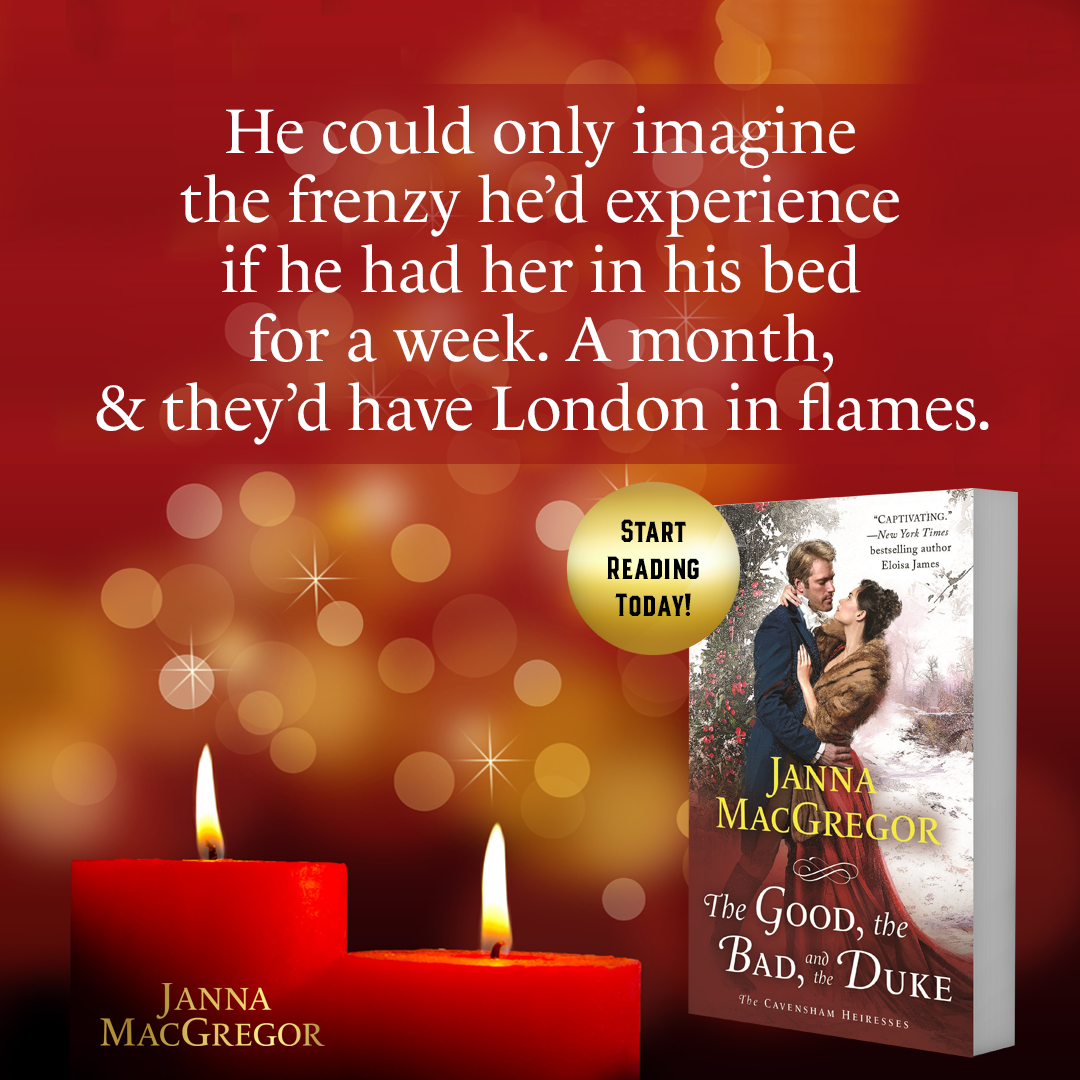 JannaMacGregor's tweet photo. Ooh, la la! The chemistry between Daphne and Paul in THE GOOD, THE BAD, AND THE DUKE is H-O-T! Have you started reading this new Cavensham Heiresses story yet? #TheGoodtheBadandtheDuke #CavenshamHeiresses #RegencyRead #Holiday ❤️🎄❤️ https://t.co/bUbdPm6kHU