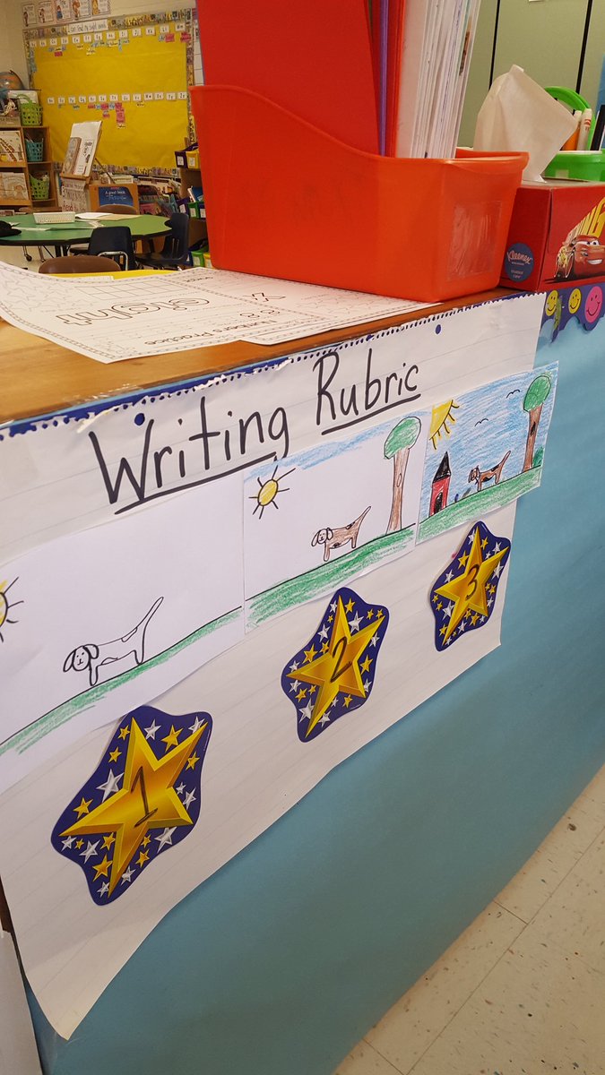 KefLauren's tweet photo. I love this writing station in Kinder!!!  All the tools we need to be awesome authors.  #BradleyCreek @StefaneBeddard @LaChawnSmith https://t.co/yjAc0W6DAF