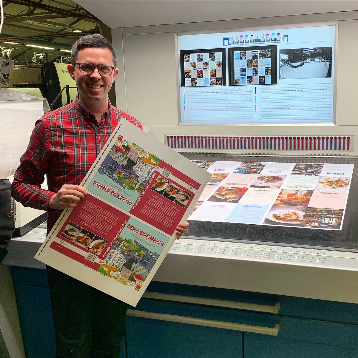 GlasgowCookbook's tweet photo. Your lovely Glasgow book at the printers. We feel all proud! Not long until it's out! https://t.co/CegfYnkcSa