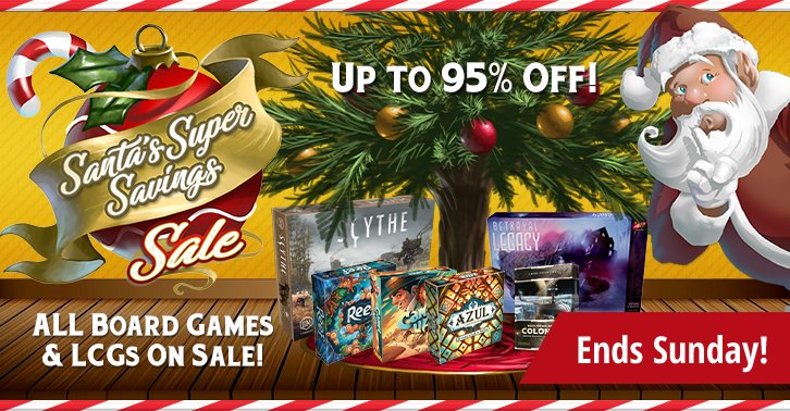 CoolStuffInc's tweet image. Santa&apos;s breaking out the good stuff! Every Board Game on coolstuffinc.com is on sale, with savings up to 95% off! 
Santa&apos;s Super Savings Sale ends Sunday, December 9th! bit.ly/2zE9cmm
