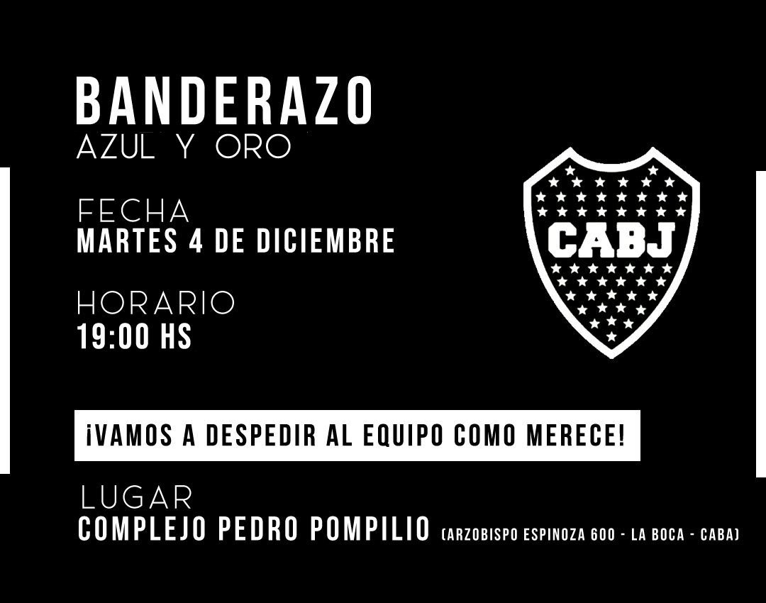 xeneize3deabril's tweet photo. BANDERAZO MAÑANA 19 HS A DESPEDIR AL EQUIPO COMO SE MERECE 

📍 Complejo Pedro Pompilio https://t.co/ueDapFY5m3