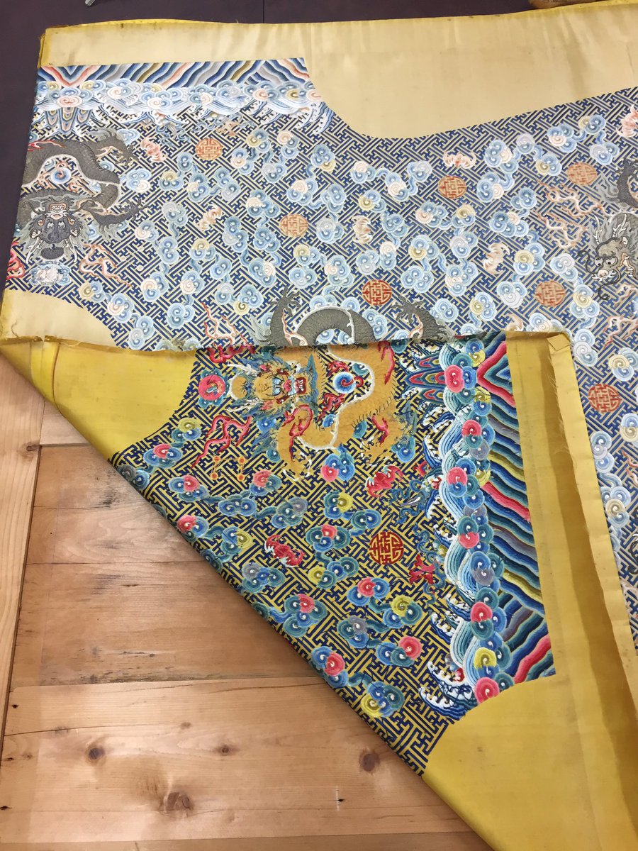 bowesconserves's tweet photo. The challenge continues, #500 rusty tacks later this #19thcentury treasure is off it’s frame! Look at the colour difference on the back #lightdamage. The next task is to clean it #staytuned @TheBowesMuseum https://t.co/Rf47b7SEZU