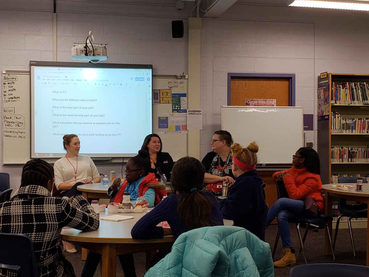 ReynHAMS's tweet photo. Q: “What is some advice you would give to kids?” 
A: “Stay curious, ask a lot of questions, and never
 stop learning. I am a lifelong learner.” 
“Every industry needs computer science and people in IT.”
#CS4HAMS #CSEdWeek https://t.co/l9Grte1D19