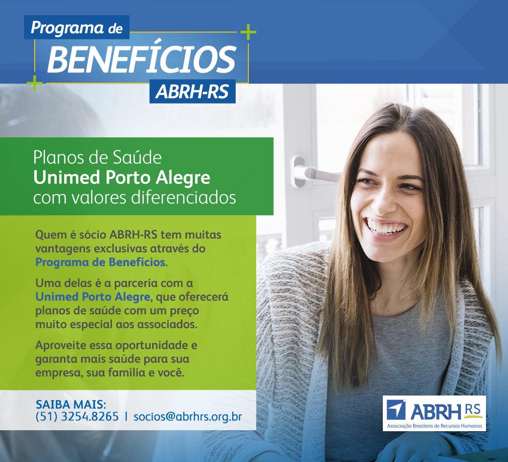 Você sabia que associado da ABRH-RS possui desconto especial nos Planos de Saúde da Unimed Porto Alegre? Esse é um dos nossos benefícios  :D 
Para saber mais, acesse abrhrs.org.br/seja-um-socio