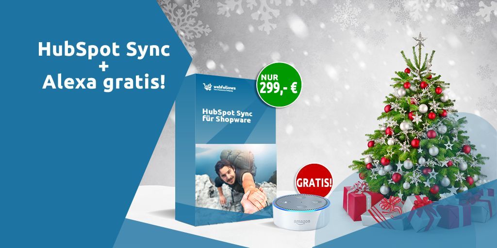 webfellowsDE's tweet photo. 🎅 🎅 WEIHNACHTSSPECIAL!! 🎅 🎅 Wir bieten Euch die Kaufversion der HubSpot Schnittstelle für Shopware mit einer gratis #Alexa für 299 EUR an!
Jetzt zuschlagen! Das Angebot ist nur für kurze Zeit erhältlich!
https://t.co/uATpeLUe0c
#webfellows #HubSpot #Shopware #CRM #Inbound https://t.co/YAnGeV96aR