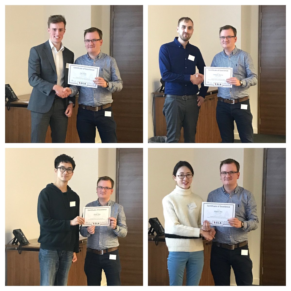 SocLocAnalysis's tweet photo. Congratulations to our 2018 Student Award winners who collected their prizes at a recent event:

Undergraduate winner: @Sam_J_Holmes | Runner-up: @ScottieXgg (both @SoGLeeds)

Masters winner: Chengru Deng (@CASAUCL) | Runner-up: Ningqian Yang (@SoGLeeds)

Presented by: @LP_Burns https://t.co/3BD0RqO1rv
