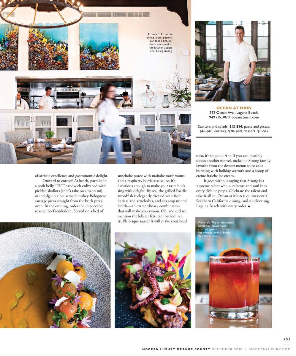 oceanatmain's tweet photo. “Chef Craig Strong is welcoming you into his new home with brilliant flavors in a striking space – and it’s a really good invite. Ocean at Main has arrived,” says @modluxoc contributing editor @ChefJamieGwen.

Read more of her review: https://t.co/Slc11oeKoy https://t.co/rjRLWWIrXT