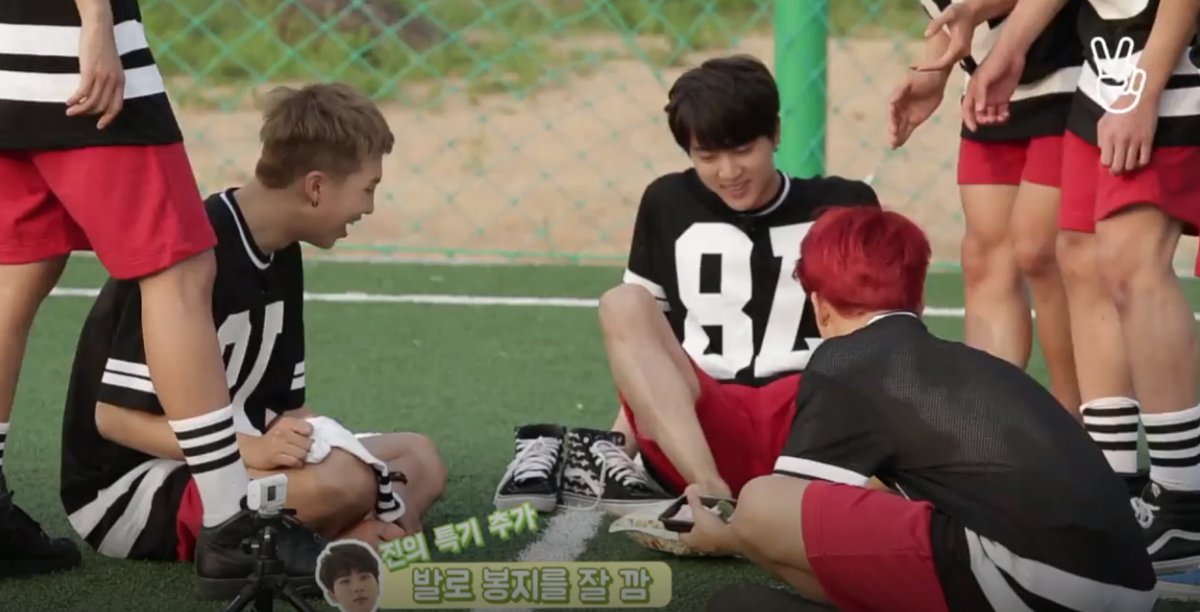 every thing where jin rips bags of snack food open with his toes is my favorite thing