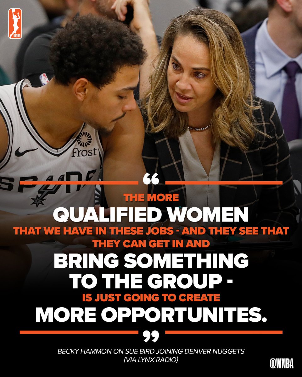 .<a href="/BeckyHammon/">Becky Hammon</a> is excited to see <a href="/S10Bird/">Sue Bird</a> join the @Nuggets front office staff 🙌