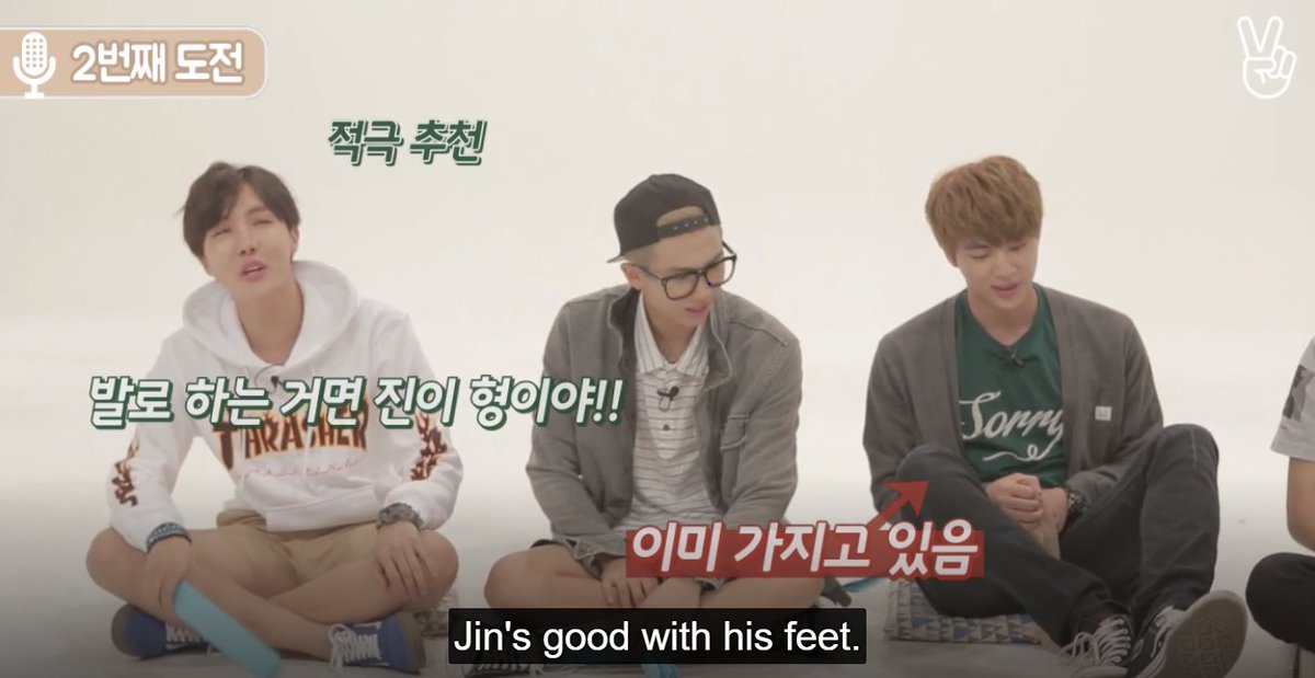 every thing where jin rips bags of snack food open with his toes is my favorite thing