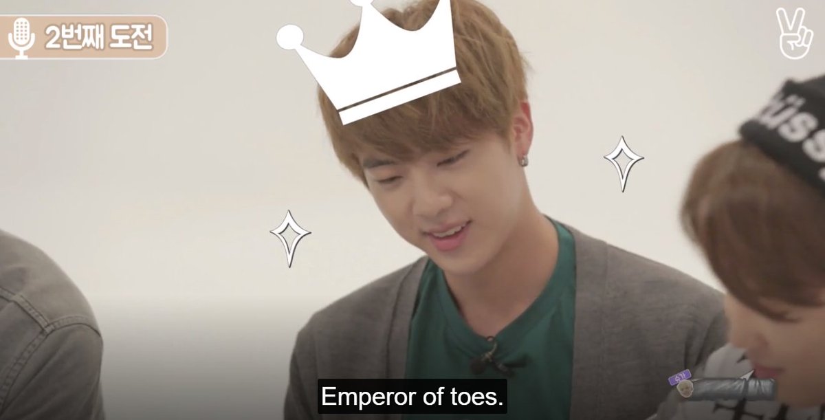 every thing where jin rips bags of snack food open with his toes is my favorite thing