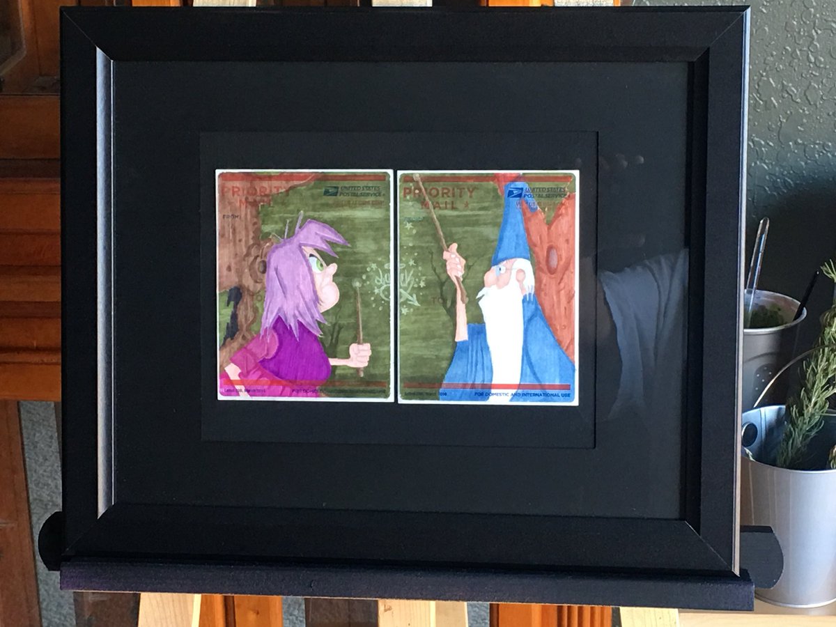 LuckeOne1's tweet photo. โWizard Duel!โ On postals framed, dm me if interested #swordandthestone #wizardduel #luckeone #graffiti #postalstickers #merlin #maddammim #disney #disneyart #prismacolor #artforsale #westcoast #wizard https://t.co/3hnofrnzV7