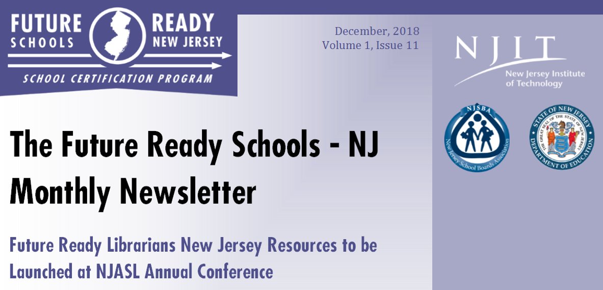 Hey #FutureReadyLibs of #NJed!

This week we're launching the NEW #FutureReadyLibsNJ Resource Initiative at #NJASL18! Read all about it in this month's newsletter at ow.ly/W4vf50jPS0V &amp; join us at the conference on Tuesday for the lunch panel and deep dive session. <a href="/NJASL/">NJ Assn School Libns</a>