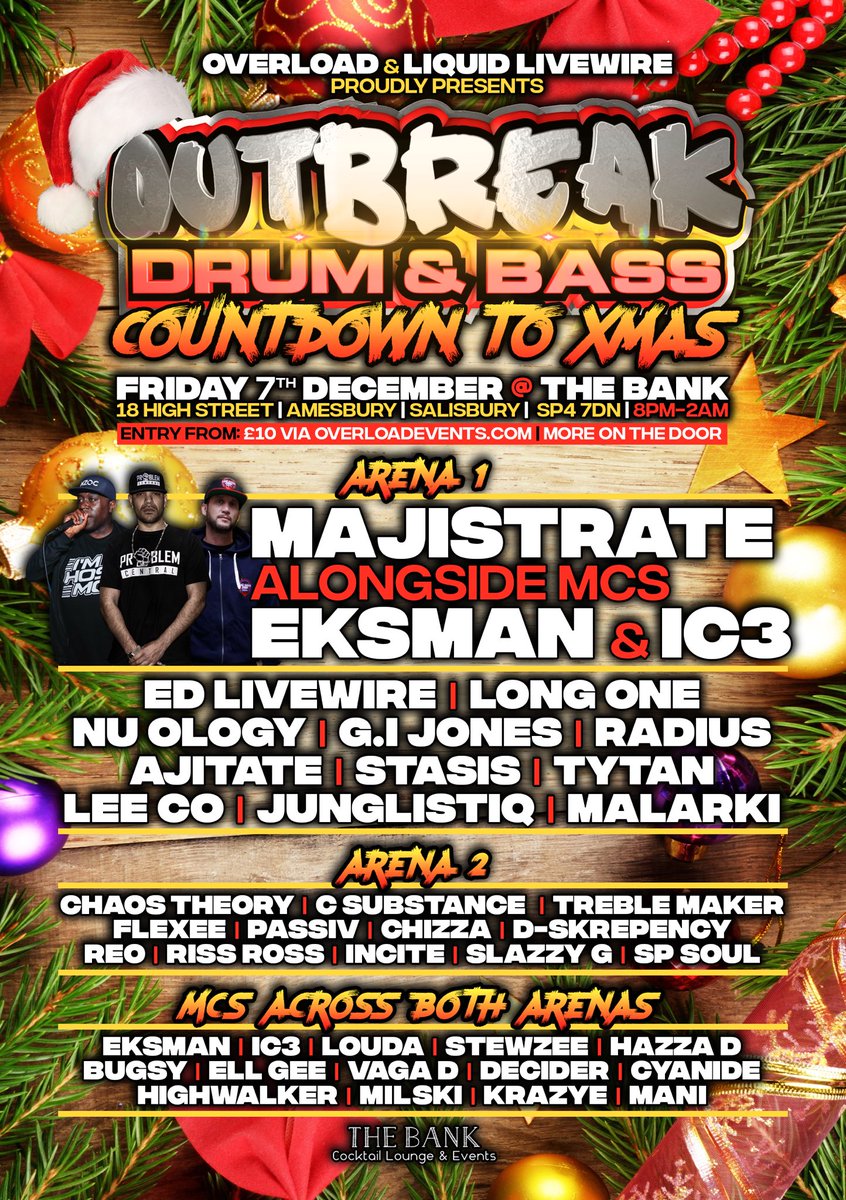 Eksman_mc's tweet photo. This Friday we being OUTBREAK back to Wiltshire with this sick line up 🎅🏽🧨🧨🧨🧨 https://t.co/cNs4gilTa5
