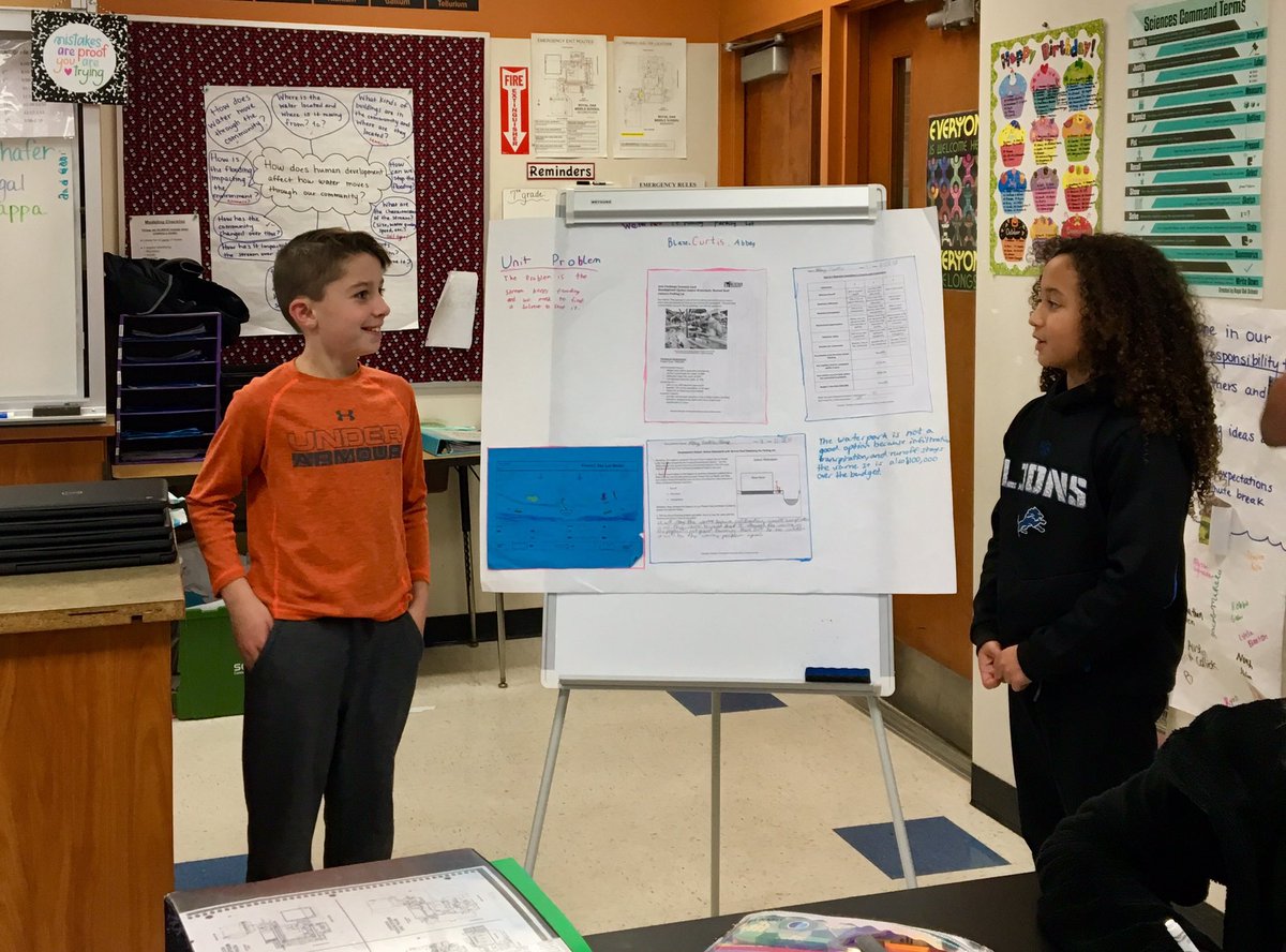 SchaferROMS's tweet photo. Today my 6th grade students wrapped up our water unit by presenting their decisions on whether their proposed solution would be a good choice to solve our unit challenge scenario of flooding in the community. #bulldawgproud #mistar https://t.co/VRaUv3y2ni