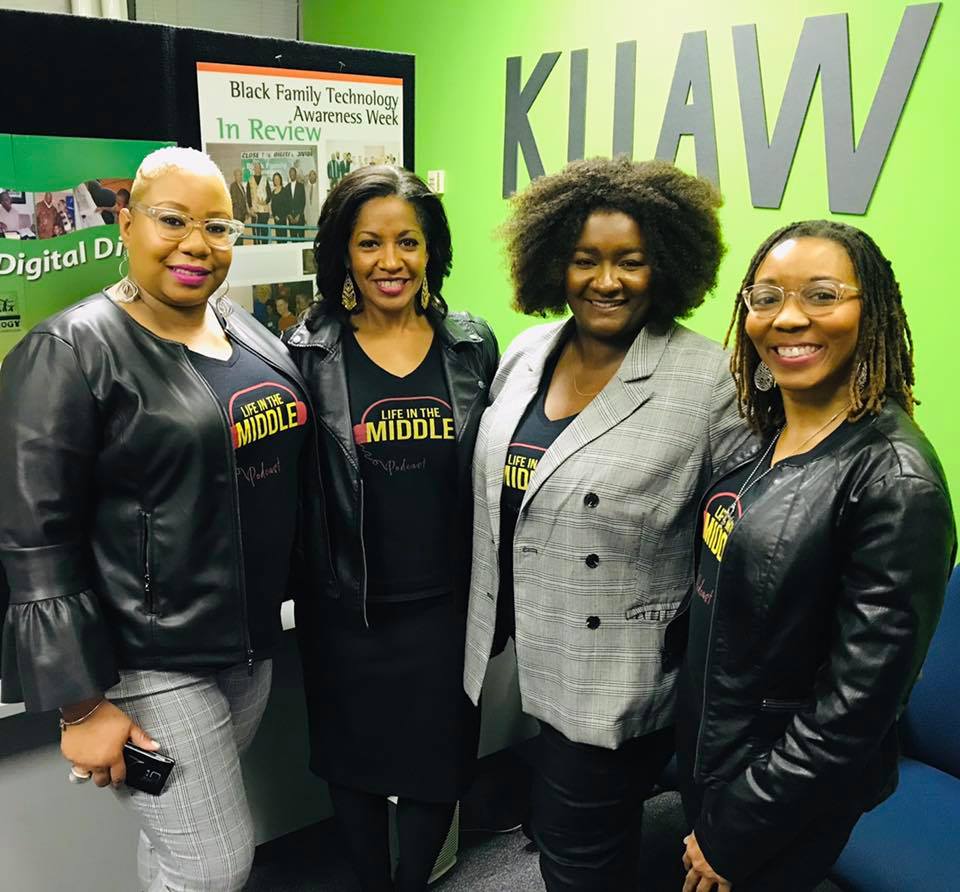 CoachNicole_KC's tweet photo. Visited @KUAW_Radio yesterday with the Rise Tribe, my co-hosts of the @Lifeinthemiddl2. We sat down with Jessica McClellan for a conversation about how we met and our #MiddleStory. Check out our recorded Facebook Live conversation on our Facebook site! #RiseTribe #TrustOurTruth https://t.co/BSsf7ifDEM