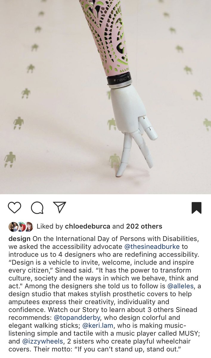 For the International Day of Persons with Disabilties, I took over <a href="/instagram/">Instagram</a>’s ‘Design Vertical’ to highlight disabled designers and beautiful products made for disabled people. 

It’s online here: instagram.com/p/Bq7tbNohmCl/… #DesignForAll