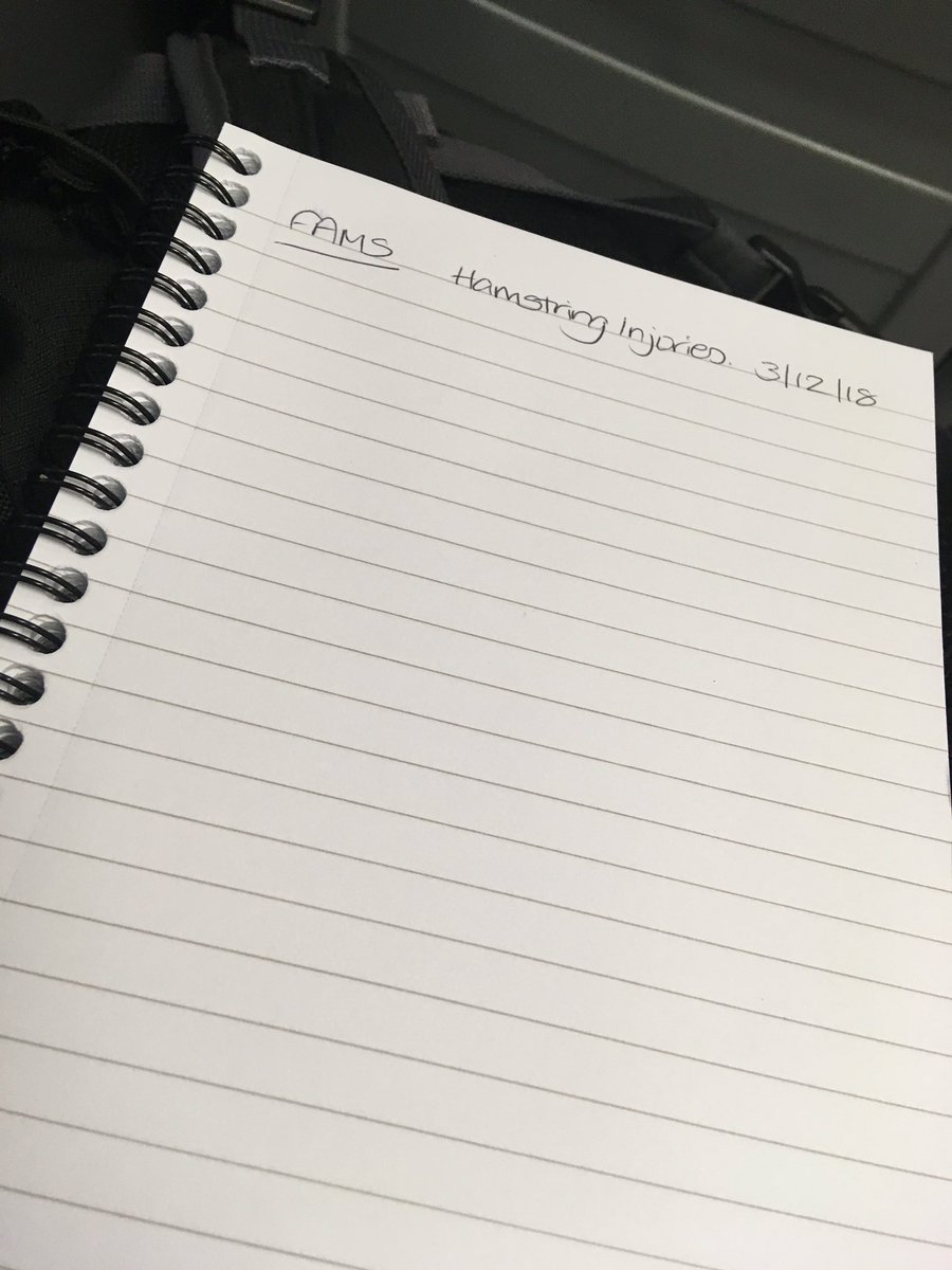 COS_SportsThrpy's tweet photo. En route to, what looks to be, an interesting evening at @FAMS_SE  New notepad prepared! #hamstringinjuries #CPD #hamstring #injuries #football #soccer #newnotepad https://t.co/Xtdyz6AHNN
