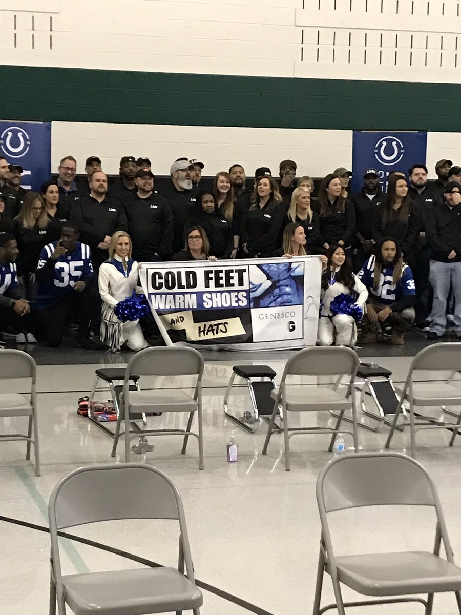 ms_siefert's tweet photo. What a great surprise for our students @IPSBrookside54.  All the students received new shoes, hats, socks, and shirts.  Thank you @lids @Colts #genesco for partnering with @IPSSchools.  @AleesiaLJohnson @FerebeeIPS https://t.co/Da0olVnPjt