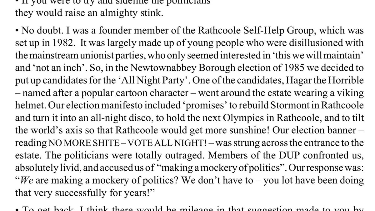 BelfastBooks's tweet photo. If you think we’re nuts with this whole #DUPban thing, you probably need to know that Mr Books is good friends with some of the guys who did this in the 80s.  #RathcooleSelfHelpGroup #AllNightParty #HagarTheHorrible https://t.co/e2uk0ZiSpq