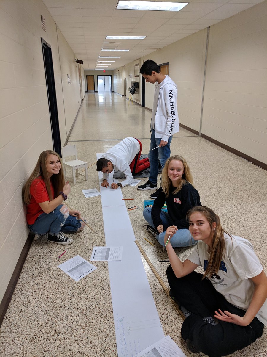 Creating a timeline of the earth with @CarlinSciAHS. Creating timelines is a great way to develop visual literacy skills for ELs. #earthscience #WeAreAtlee #LanguageLearning