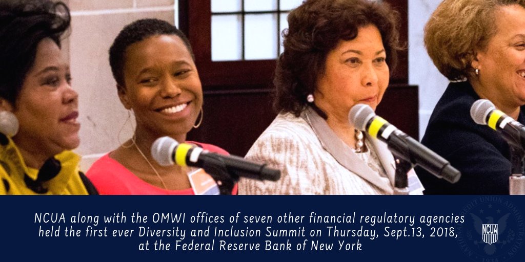 TheNCUA's tweet photo. #NCUA along with the OMWI offices of seven other financial regulatory agencies  gathered to share best practices &amp; discuss challenges involving diversity &amp; inclusion in the financial services sector. Learn more about this event here https://t.co/3gl3nJ2BsD #CUDiversity https://t.co/2PydQVuIyF