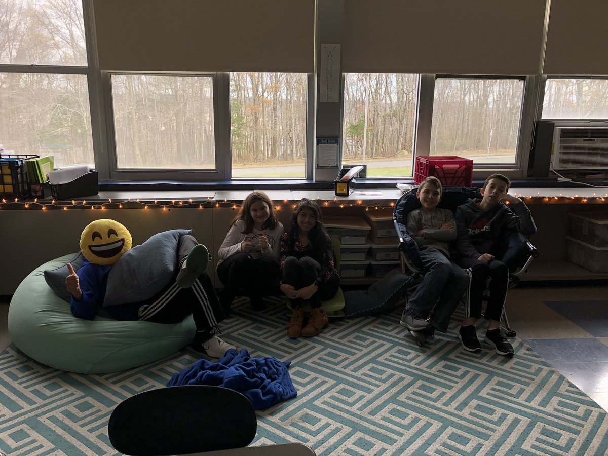 Taking a break in our comfy and festive classroom!