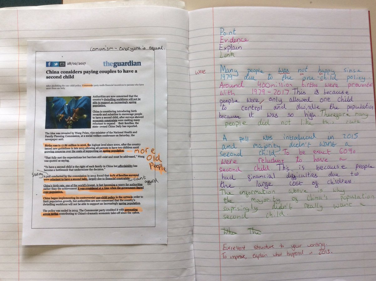Mrbrewster Ar Twitter Today Year 7 Analysed A Newspaper Article And Constructured An Extended Writing Piece Using A Peel Structure About China S One Child Policy Teamgeography Learnlocalthinkglobal Onechildpolicy Thewhitschool T Co