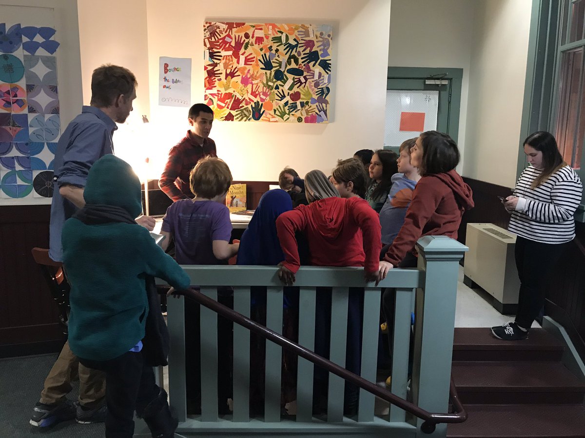 IAAArtsCoach's tweet photo. Author/illustrator Jason Chin presents at Monday Morning Meeting today and then spent the day as a studio artist meeting with small groups of students and a variety of classes.  @BTVSchools #BSDLearns #iaavt #BSDVT https://t.co/nUn2fgWLOq
