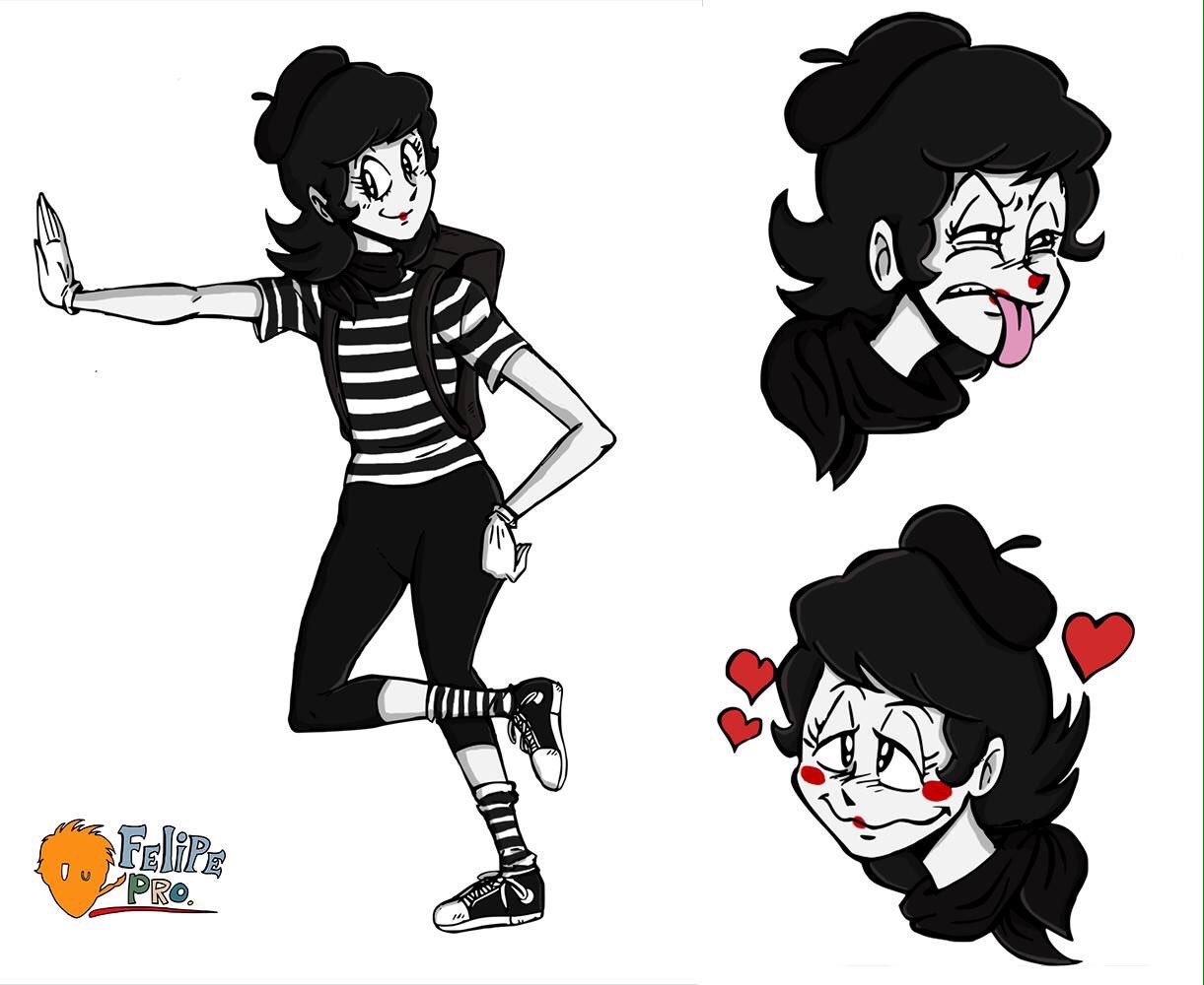 Felipe Q on X: Here's a commission to my old friend Godines Franco. It's a  original characters of his! She's a real mime. Like, for real, her  pantomimes become reality. Her make-up