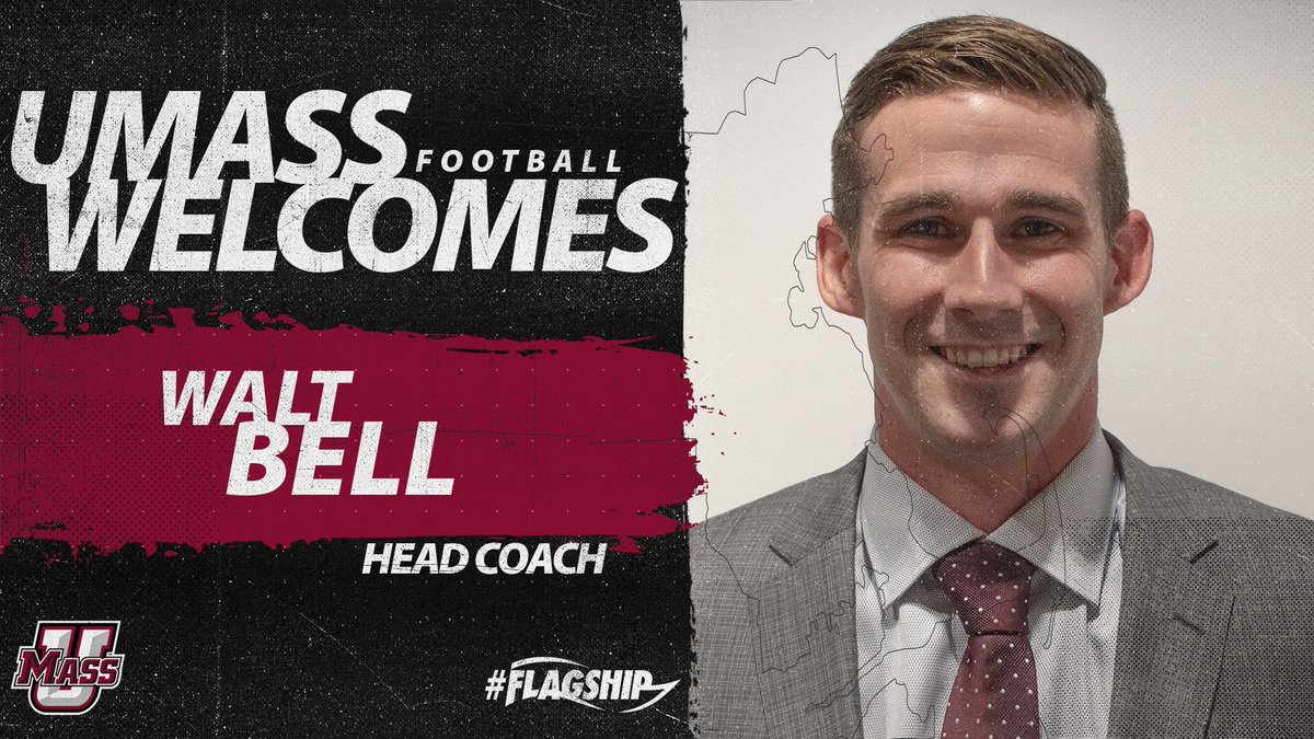 UMassFootball's tweet photo. Welcome to the #UMassFamily, Walt Bell!

📰 https://t.co/orusf4ubDF

#Flagship 🚩 https://t.co/EbuUm0QxVJ