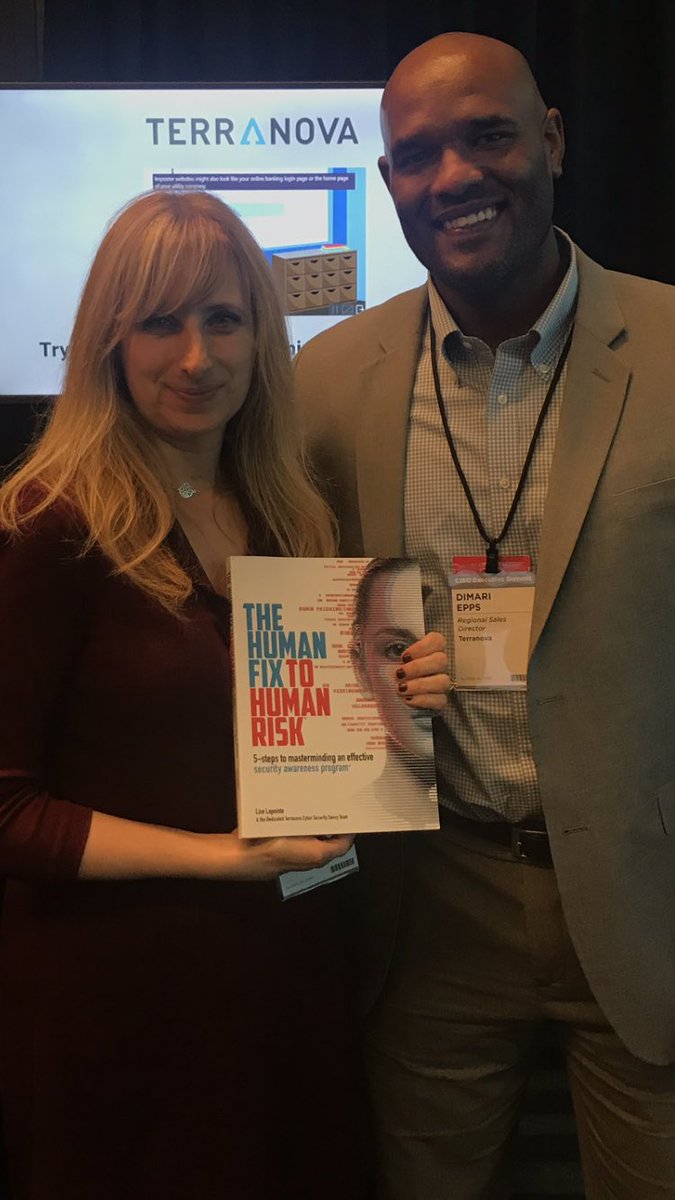 TsimiklisA's tweet photo. Discussing the importance of reducing the #humanrisk with #cybersecurity awareness at the San Francisco #CISO executive summit. @terranova_isa https://t.co/GIoFtd149H