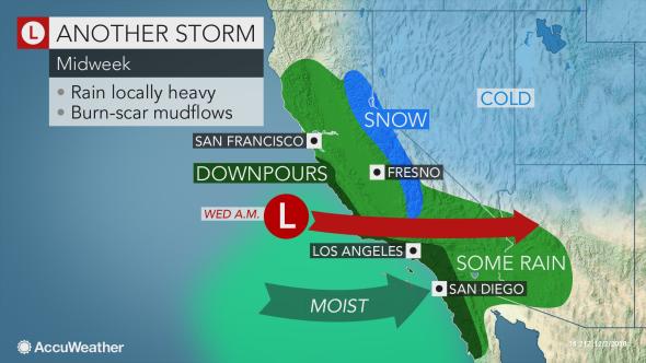 FiveStarRestore's tweet image. Though not forecasted to be as big as last week's, #anotherstorm is expected to hit CA starting tomorrow, causing travel delays. Prepare now! bit.ly/2DZQUz5