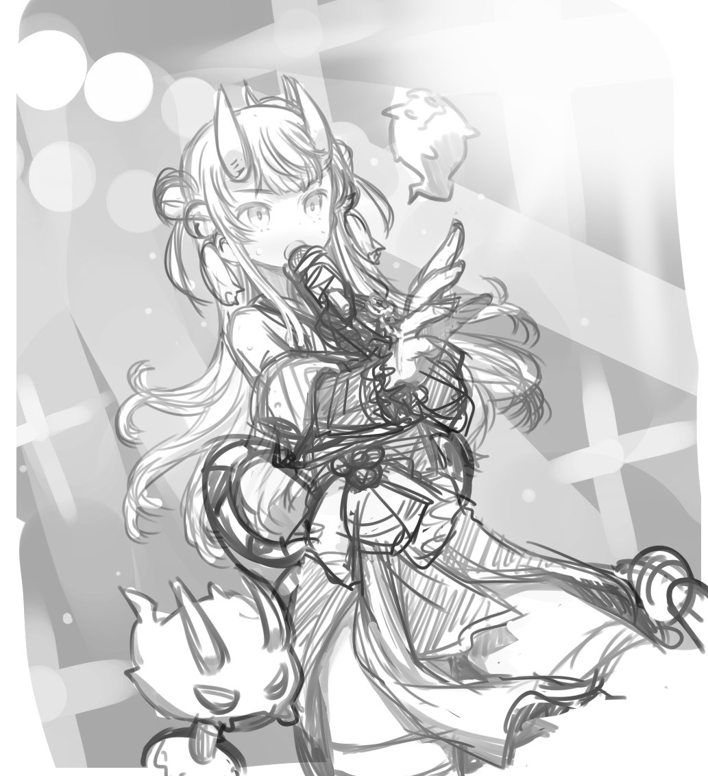 なんかこういうのを描いたらあやめ嬢がもっと歌枠してくれたりすんちゃうん という邪な気持ちで描き始めたがうまく決まんない 