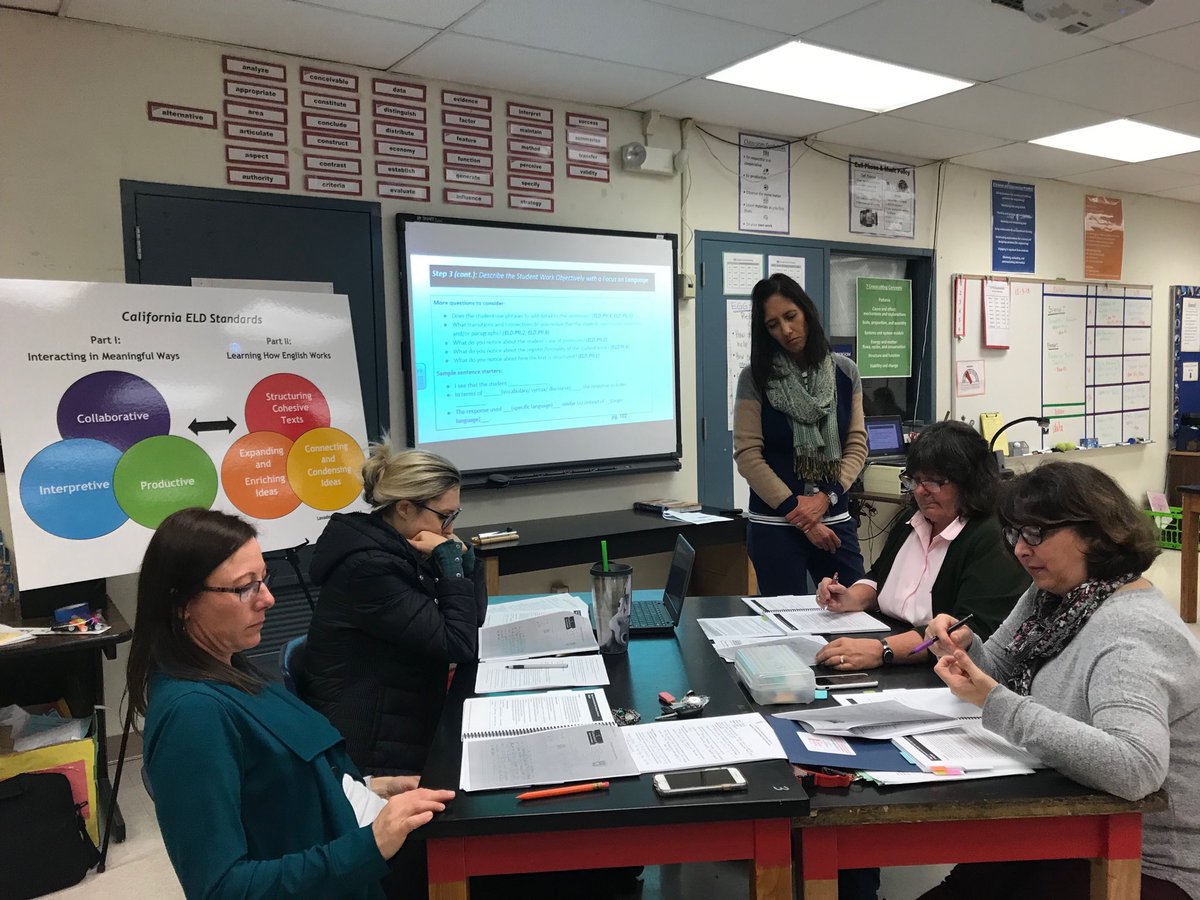 La Paz teachers analyzing student work with a language focus.