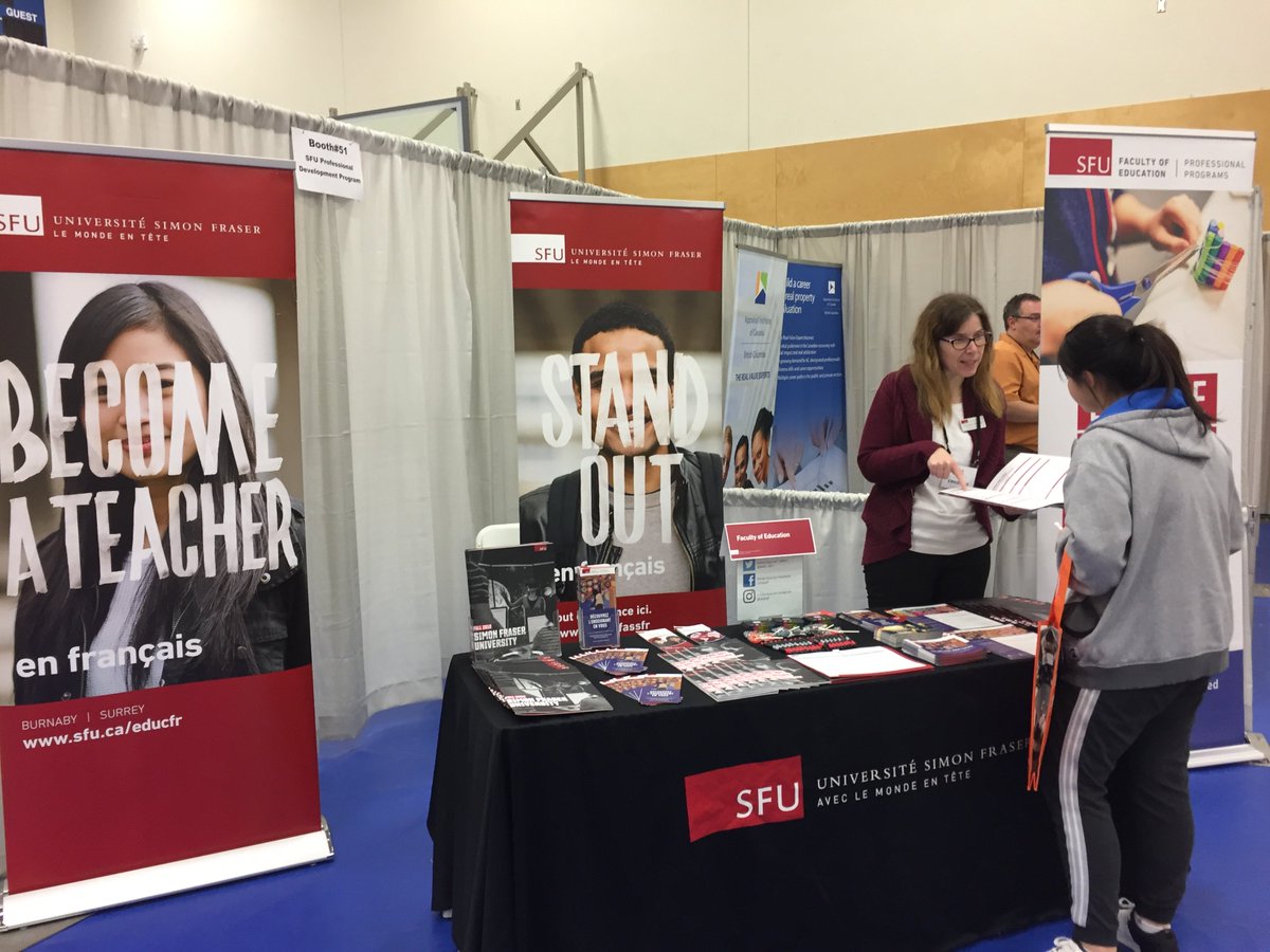 BAFF_SFU's tweet photo. Le BAFF et @sfueducation participent présentement à la "Education &amp; Career Fair" de Abbotsford. Nous serons aussi à celle de Vancouver ce vendredi 7 décembre. Passez nous voir! @ECFairs #ECF2018
Plus de détails sur les événements: https://t.co/fkAyumtqgT https://t.co/cBxpvHLzE1