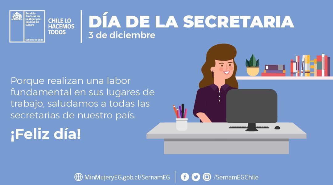 Elizabeth Gutierrez Eggers directora regional <a href="/SernamegAysen/">SernamEG Aysén</a> saluda afectuosamente a todas las secretarias en su día. Reconociendo el valioso aporte que realizan, muchas veces privando de tiempo a sus familias para seguir realizando un destacado trabajo. Muchas Felicidades 💐💐