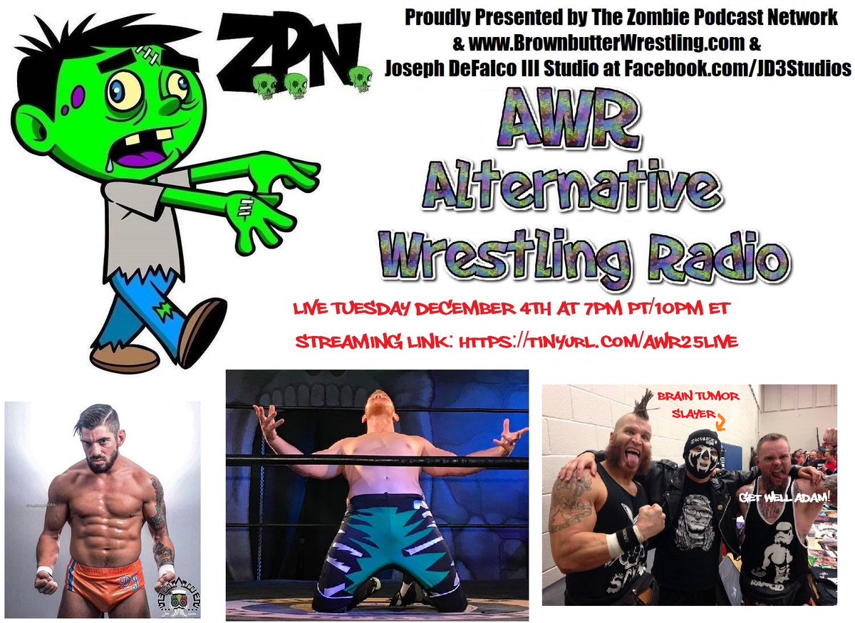 Alternative Wrestling Radio Tuesday 12/4 with @DouglasJamesPro , Brandon Humphrey and @legendbaby81 Link: tinyurl.com/AWR25Live AWR Merch: tinyurl.com/AWRTee #IndieWrestlingBoom