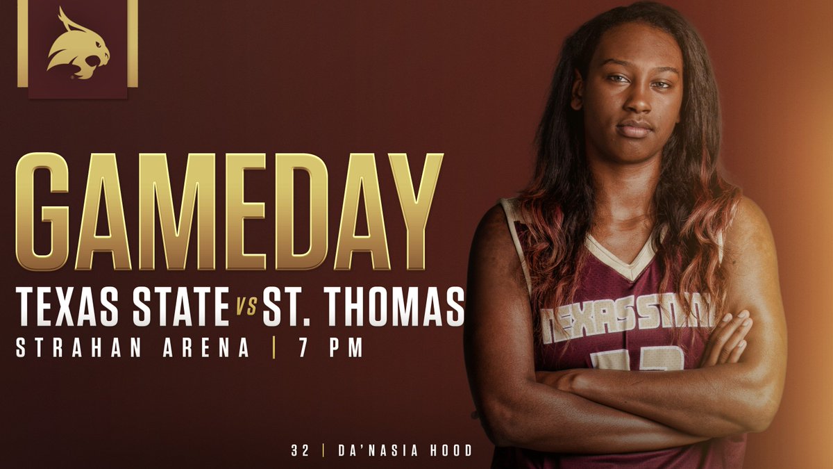 TxStateBobcats's tweet photo. #GameDay for @TXStateWBB! 

🆚: St. Thomas
📍: Strahan Arena
🕖: 7 PM
🎟️: https://t.co/USJMrc24FI (Half-off GA with a new, unwrapped toy)
📹: https://t.co/rblzcjERdY
📻: 89.9 FM (@KTSWSports) 
📊: https://t.co/wX82pWszqi https://t.co/wx2WlPh9Uw